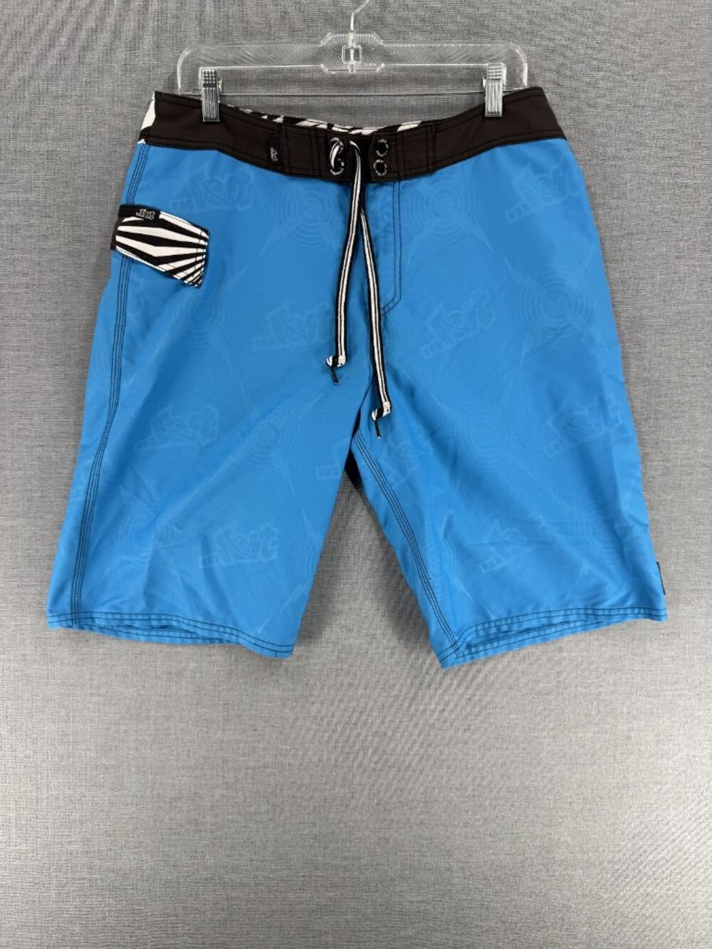 Lost Enterprises Board Shorts Mens 34 10" Zebra Print Pocket Swim Trunks Y2K